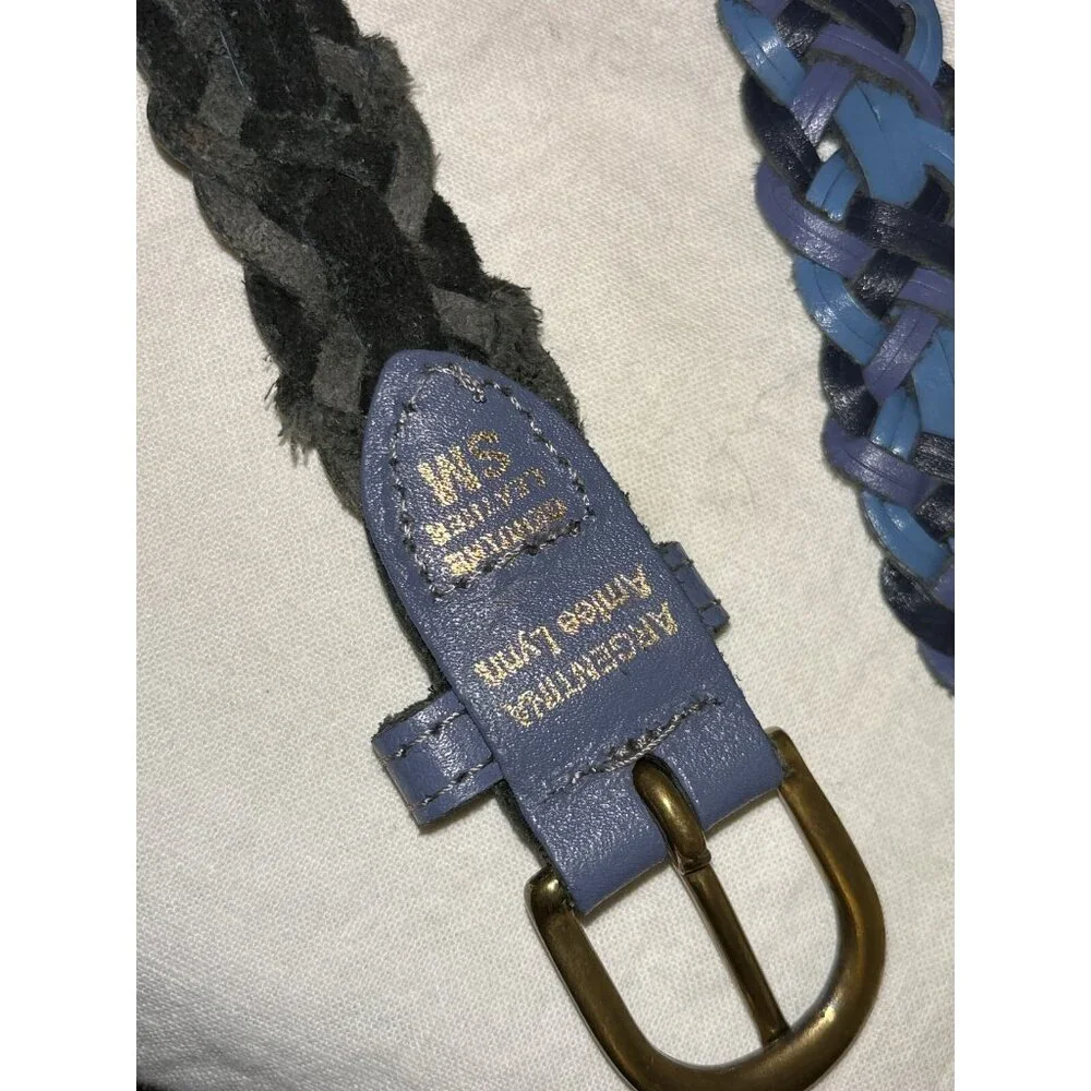 Amiee Blue braided‎ Woman's or Child's leather belt Argentina 1 1/8x33 1/2